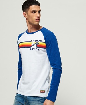 Superdry Surf Co Stripe Raglan Férfi Pólók Kék | TCHGS9657